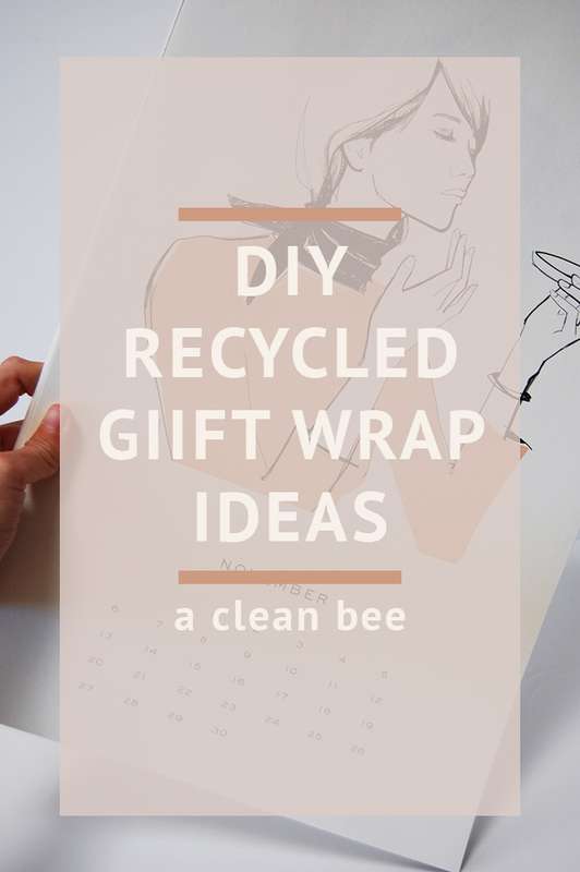 Recycled gift wrap ideas - old calendar, shopping bag, and old holiday cards as gift tags