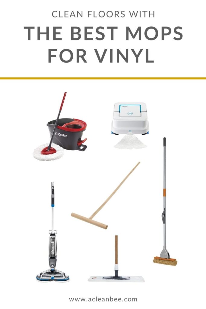 Learn about the 6 best mops for vinyl floors. These mops happen to be fantastic for vinyl floors but they are also the best mops for any hard surface floors! There is a mop for everyone depending on your needs and preferences, from a spin mop to a Cuban Mop, to a robot mop, an electric mop, sponge mop, and more.