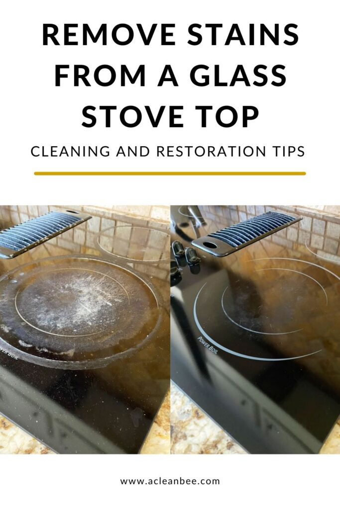 Learn how to clean burn marks off a glass stove top, how to remove cloudiness from a glass stove top, and how to remove scratches from a glass stove top. Everything you need to know when it comes to cleaning a glass stove top!

